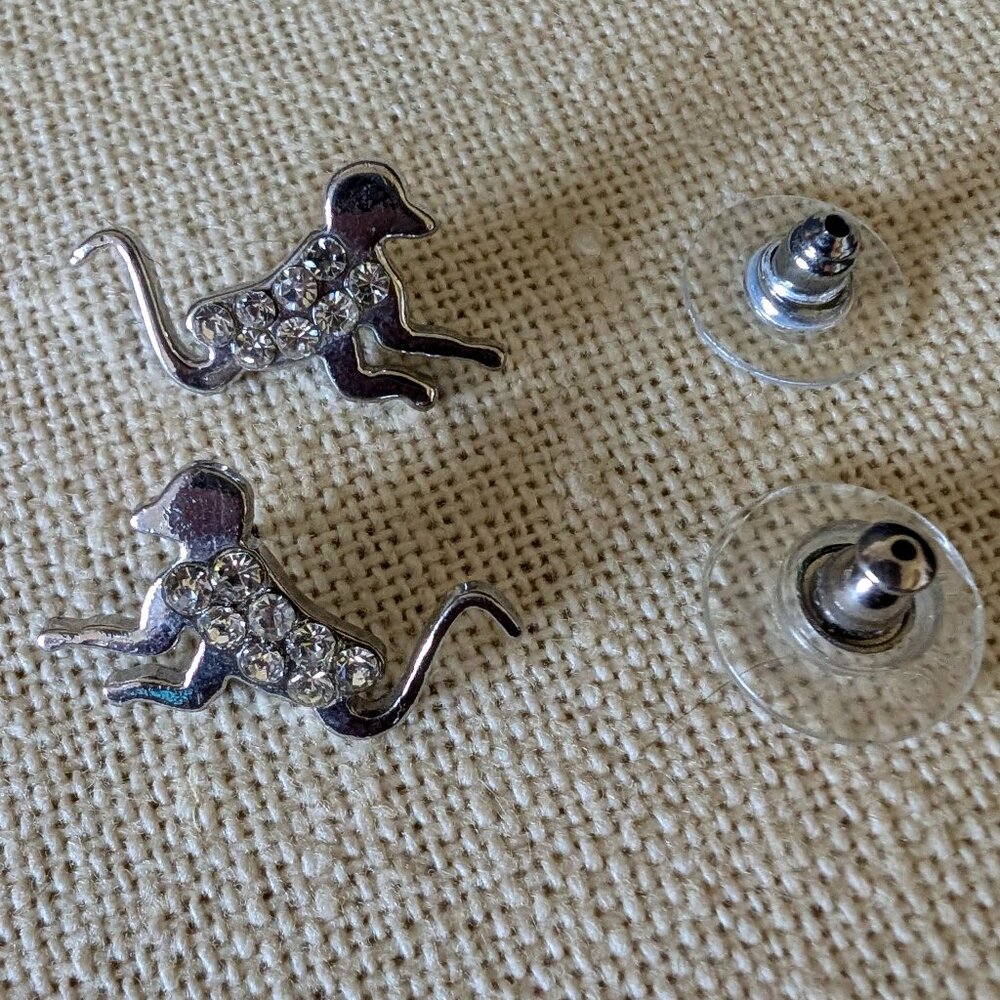 SILVER TONE MONKEY WITH GEMS EARRINGS #57
